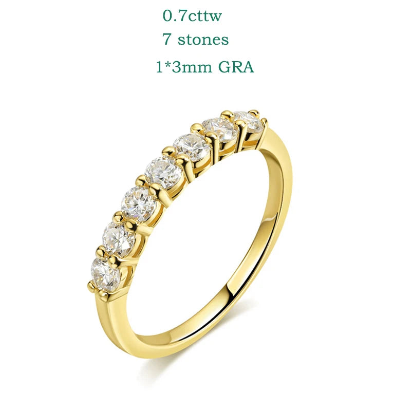 “0.7CT moissanite gemstone ring, 925 silver, stackable wedding band, white gold gift.”