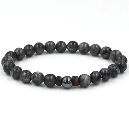 “Volcanic Stone Lava & Wooden Beads Bracelet - Tibetan Buddha Wrist Chain for Men & Women.”