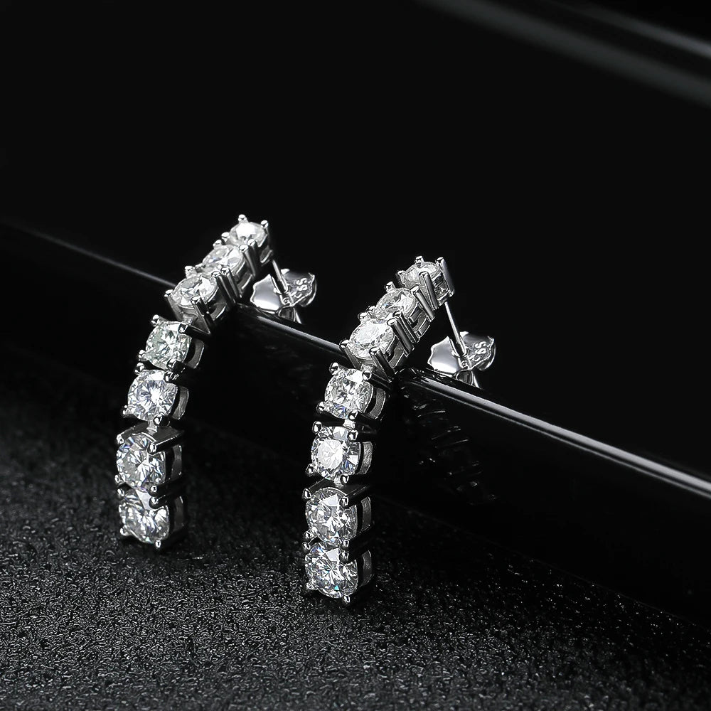 “Moissanite Pendant Earrings, Sterling Silver, White Gold Plated, GRA Certified Jewelry.”