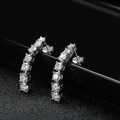 “Moissanite Pendant Earrings, Sterling Silver, White Gold Plated, GRA Certified Jewelry.”