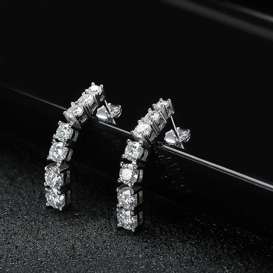 “Moissanite Pendant Earrings, Sterling Silver, White Gold Plated, GRA Certified Jewelry.”