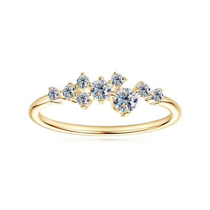 “Round Moissanite Diamond Rings, 925 Silver, Certified Elegant Women’s Fine Jewelry.”