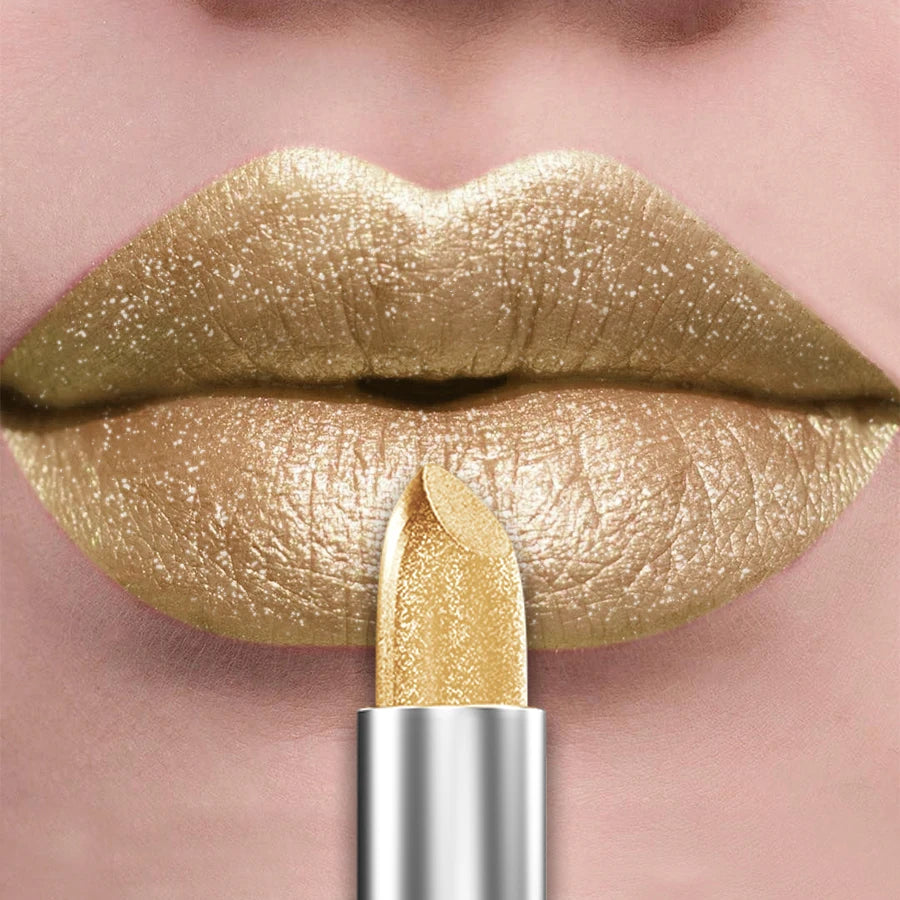 “21-Color Metallic Lipstick – Bold, Glittery, Long-Lasting Pearlescent Matte Lip Tint”