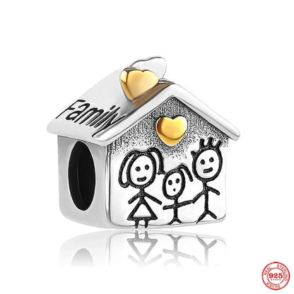 “925 Silver Family Charm Pendant - Sparkling Boy/Girl Bead for Pandora Bracelet.”
