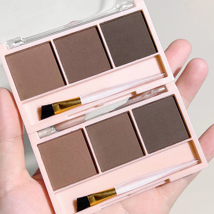“3-Color Brow Powder Set with Brush, long-lasting, natural, versatile contour, color-resistant makeup.”