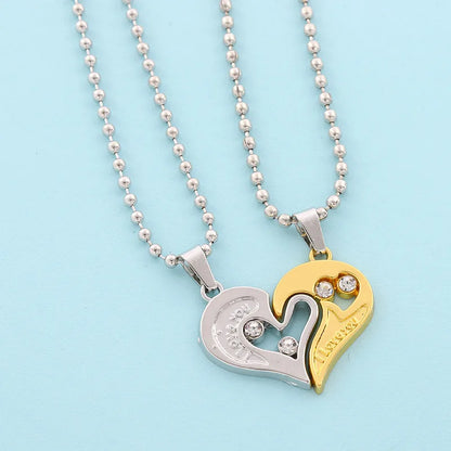 “Simple Couple Pendant Necklace – Electrocardiogram & Magnetic Heart Design, Valentine’s Day Gift”