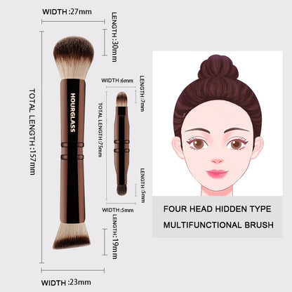 “Four-Head Makeup Brush for Powder, Foundation, Concealer, Eyeshadow - Multifunctional”