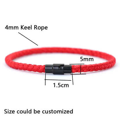“Grade A Keel Rope Bracelet - Lucky Red Thread Magnetic Bracelet for Couples, Wealth & Prosperity.”