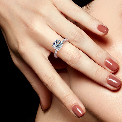 “1-3CT D VVS1 moissanite ring, 18K white gold plated, 925 silver, GRA certified.”