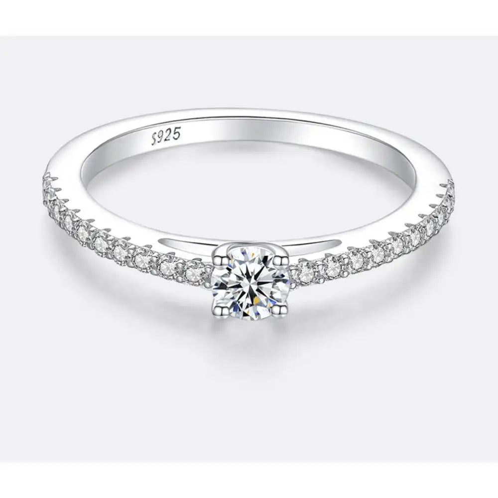 “925 sterling silver ring with 0.3CT moissanite, simple and sparkling design.”
