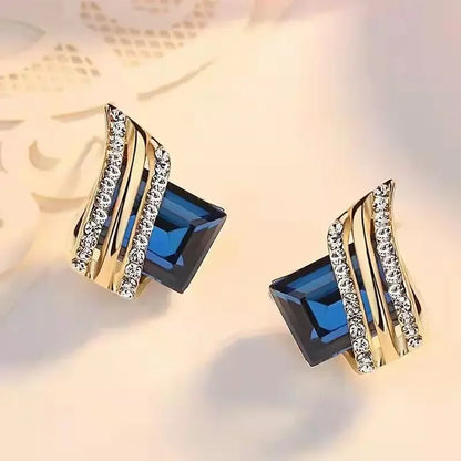 “Gold-Plated Zircon Earrings for Women - Elegant Anniversary Jewelry.”