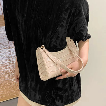 “Fashion PU Leather Bags for Women, Alligator Pattern Small Underarm Messenger Purse.”