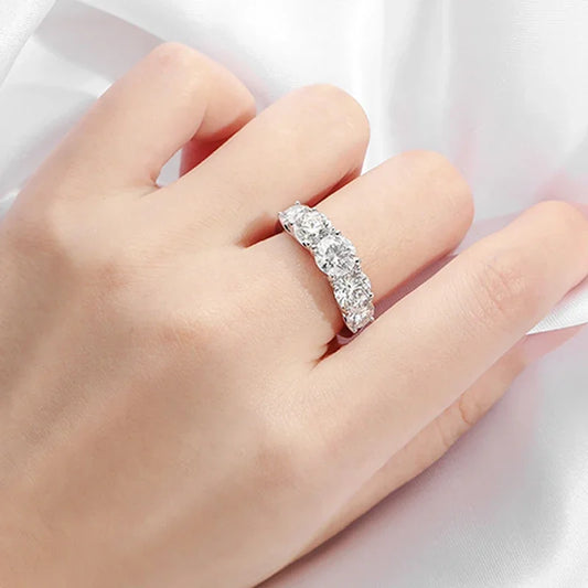 “18k plated 3.6CT moissanite ring, 5 stones, 925 silver, GRA certified wedding band.”