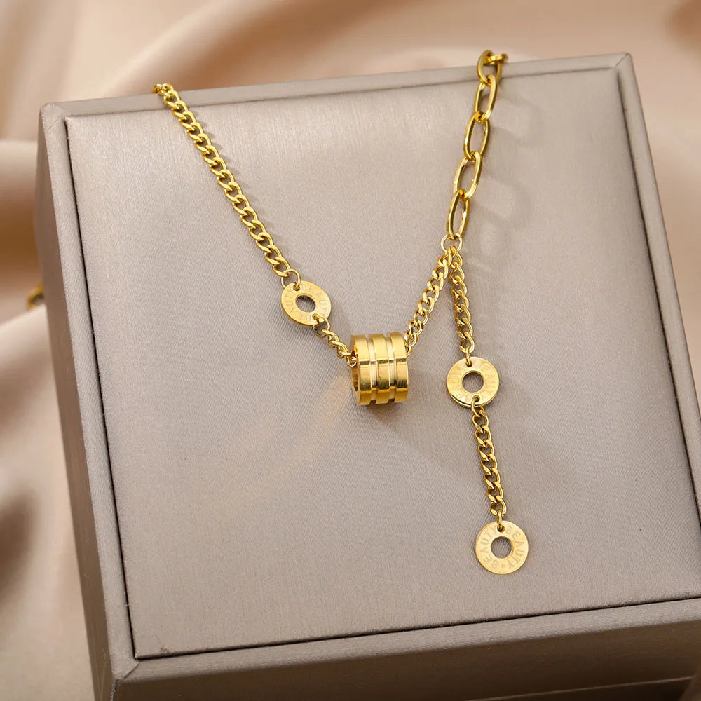 “316L Stainless Steel Heart Necklace - Multilayer Gold Goth Jewelry.”
