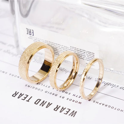 “SUNIBI Frosted Stainless Steel Ring - Simple Gold Color Wedding Jewelry for Women.”